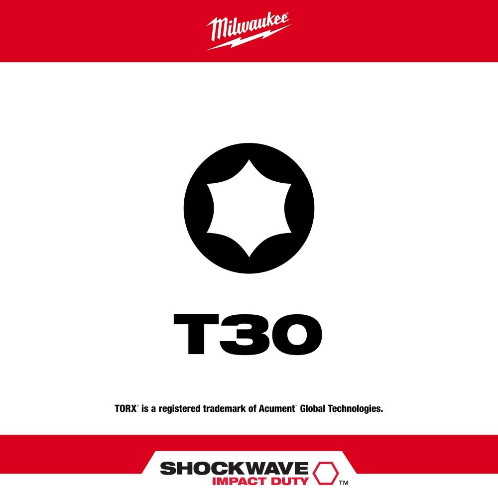 Milwaukee SHOCKWAVE 3.5 in. T30 Impact Driver Bits 5PK - Ascmtools
