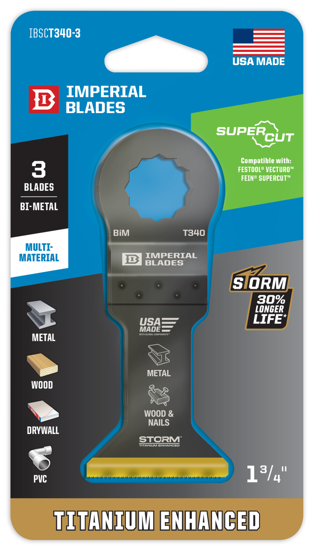 Imperial Blades SuperCut 1-3/4″ Multi-Material Storm Titanium Metal/Wood Blade 3PC - Ascmtools