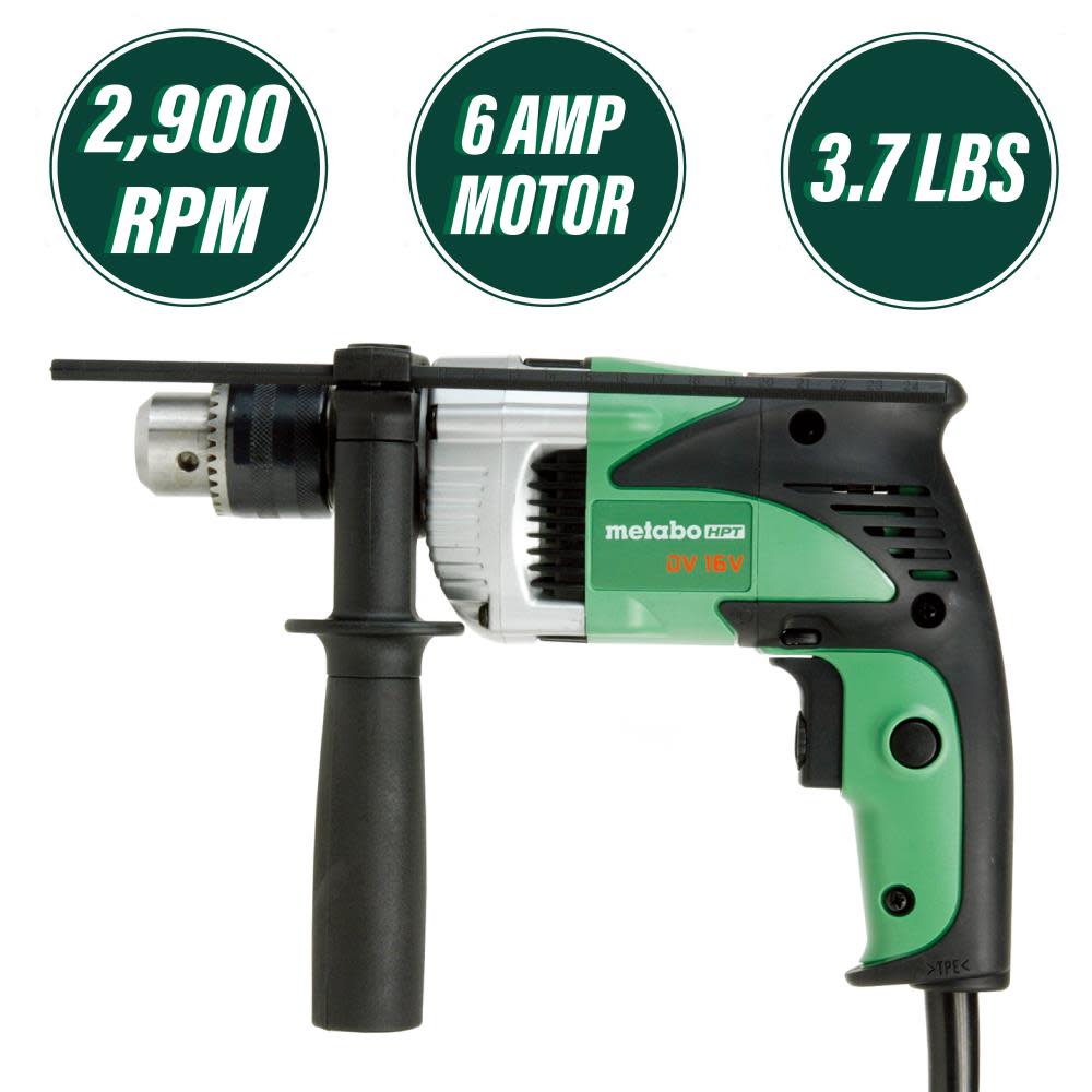 Metabo HPT 5/8 Inch 6-Amp Hammer Drill 2-Modes VSR | DV16V - Ascmtools