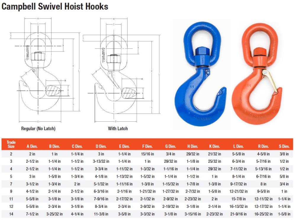 Campbell ALLOY SWVL HOIST HKwith LTCH#1111T - Ascmtools
