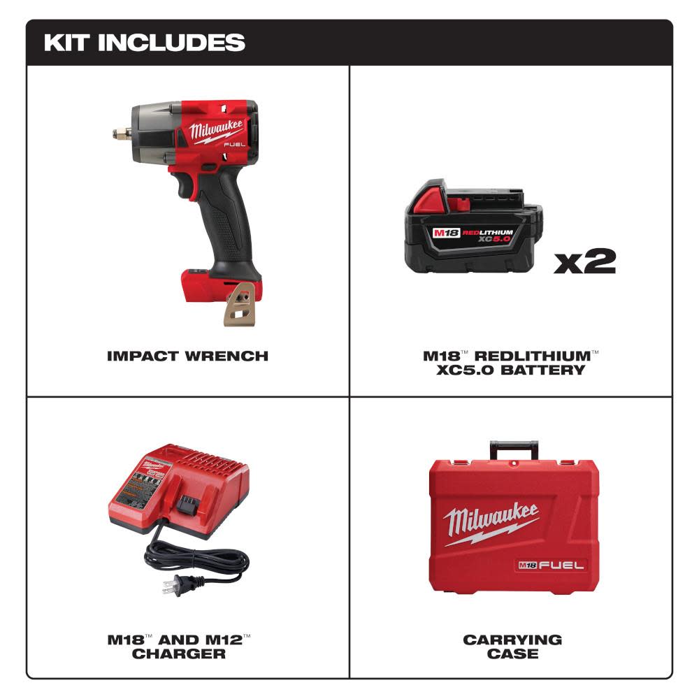 Milwaukee M18 FUEL 3/8 Mid-Torque Impact Wrench with Friction Ring Kit - Ascmtools