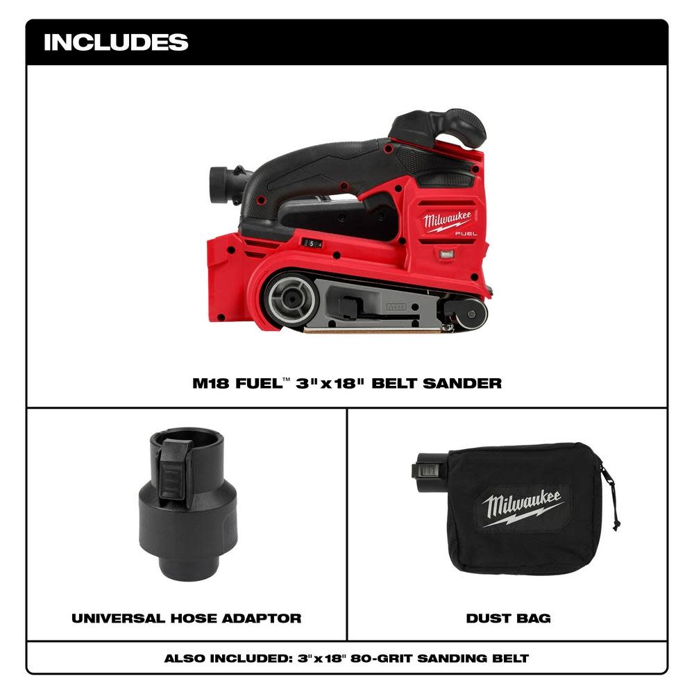 Milwaukee M18 FUEL 3″x18″ Belt Sander - Ascmtools