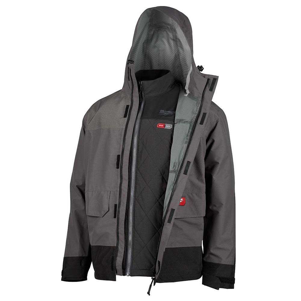 Milwaukee M12 Heated AXIS Layering System with HYDROBREAK Rainshell Kit Large Gray - Ascmtools