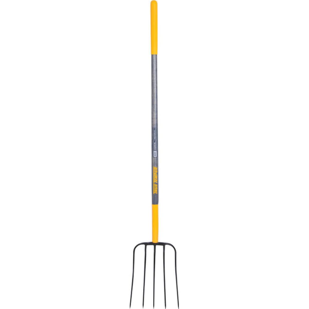 True Temper 5-Tine Forged Manure Fork with Cushion End Grip-on Handle - Ascmtools