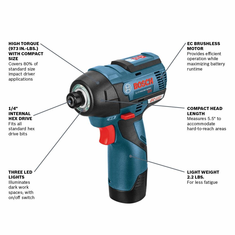 Bosch 12V Max Brushless Impact Driver Bare Tool - Ascmtools