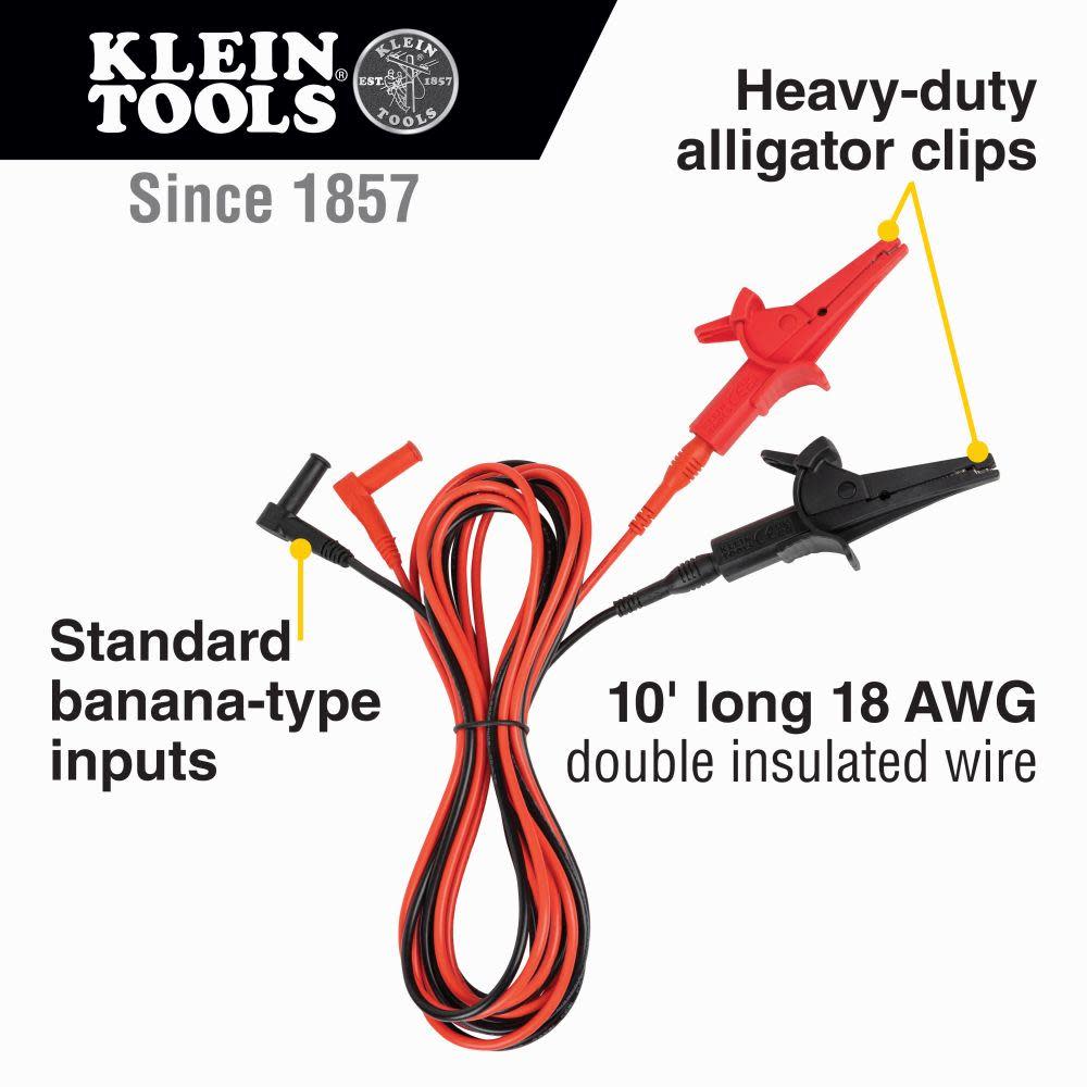 Klein Tools Alligator Clip Test Leads 10 Foot - Ascmtools