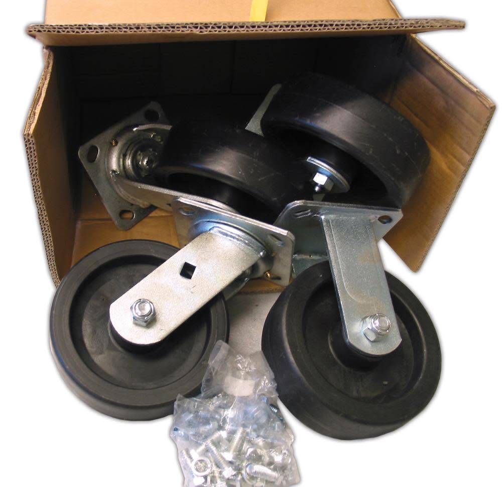 EZ Roll Casters 5″ Caster Set 3200lb Capacity Brakes Polyolefin - Ascmtools