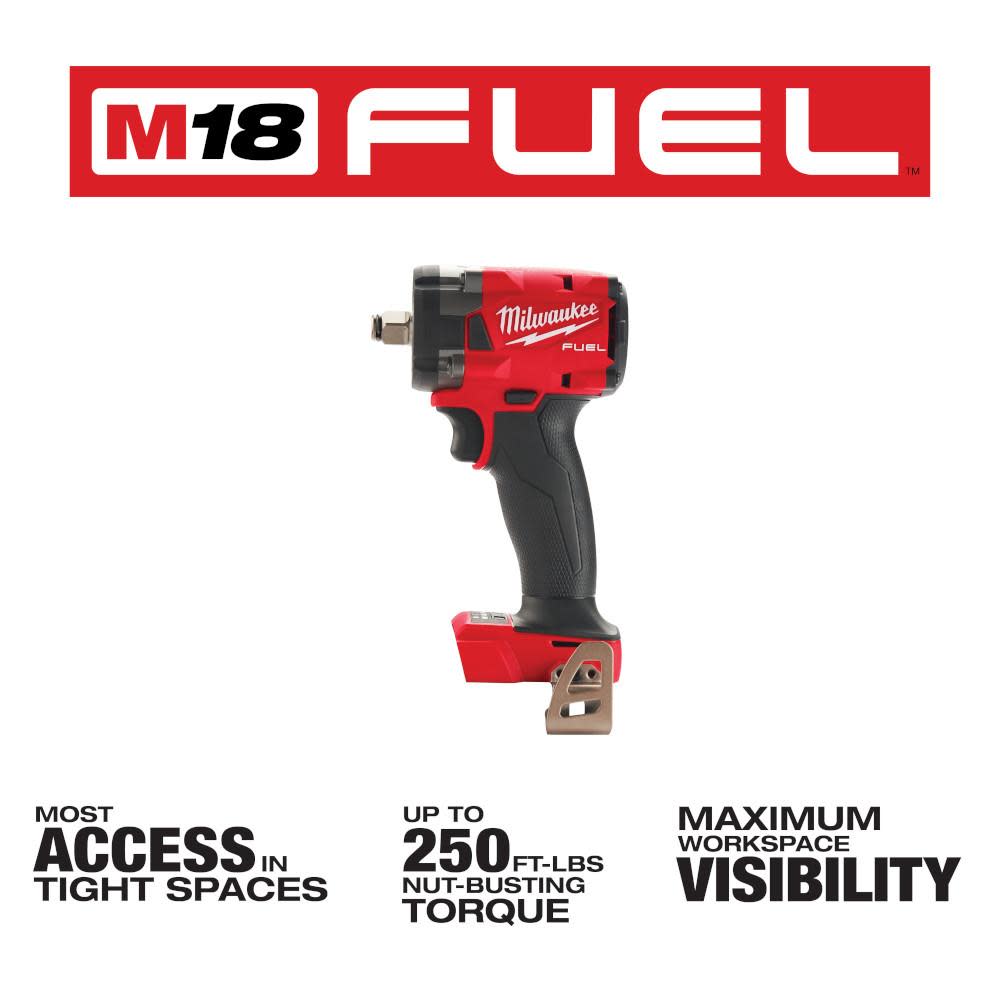 Milwaukee M18 FUEL 1/2 Compact Impact Wrench with Friction Ring - Ascmtools