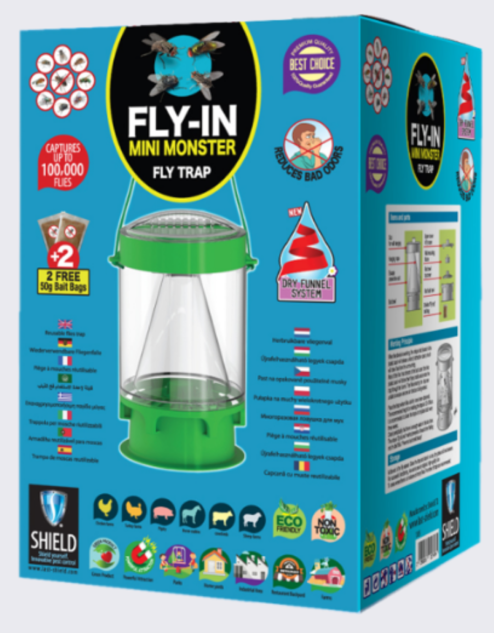 Last Shield Mini Monster Reusable Fly Trap - Ascmtools