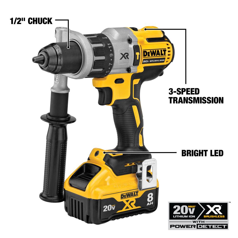 DEWALT 20V MAX* POWER DETECT XR 1/2In Hammer Drill/Driver & Impact Driver Kit - Ascmtools
