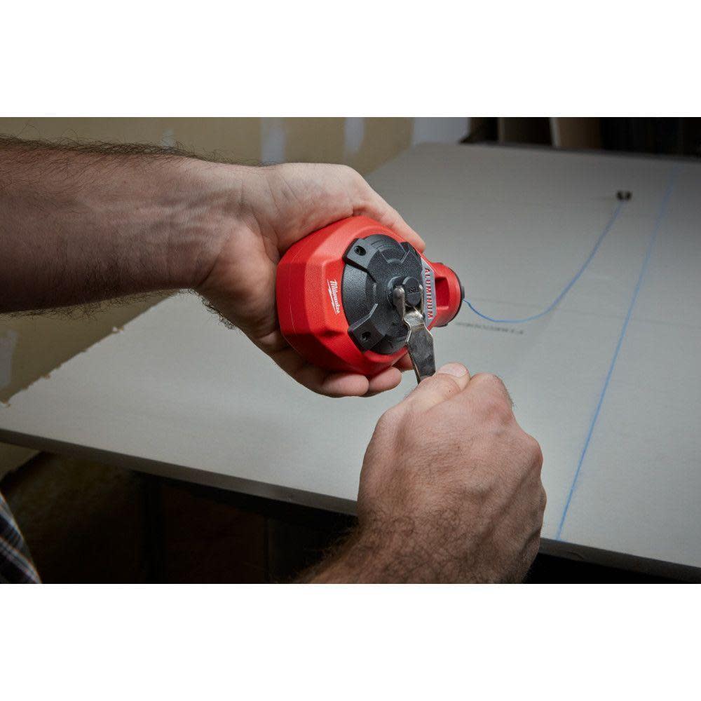 Milwaukee 100 Ft. Aluminum Precision Line Chalk Reel Kit with Blue Chalk - Ascmtools
