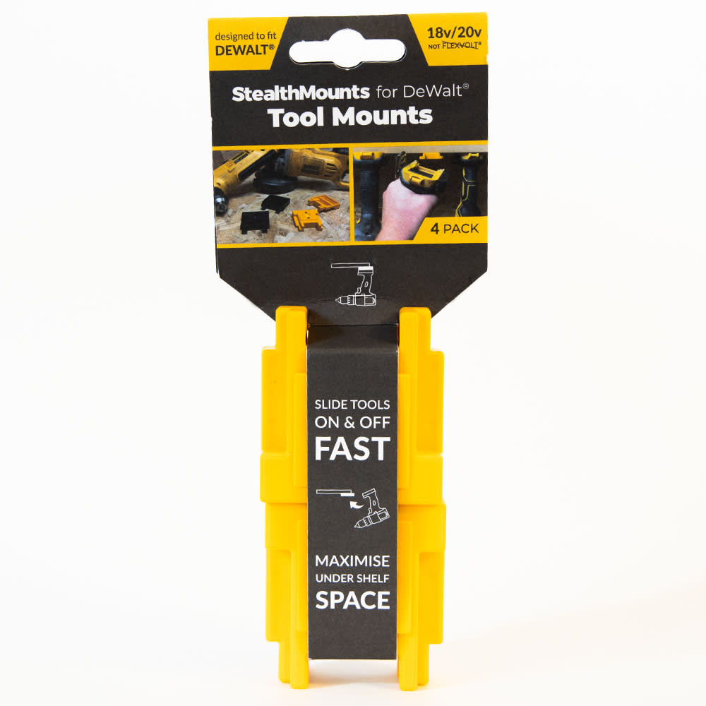 Stealthmounts Tool Mount DEWALT 18V 20V XR Tools Yellow 4pk - Ascmtools