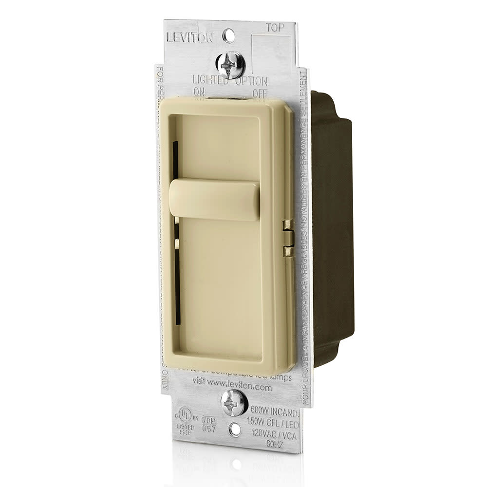 Leviton Decora Dimmer Switch Ivory Incandescent/Halogen Slide - Ascmtools