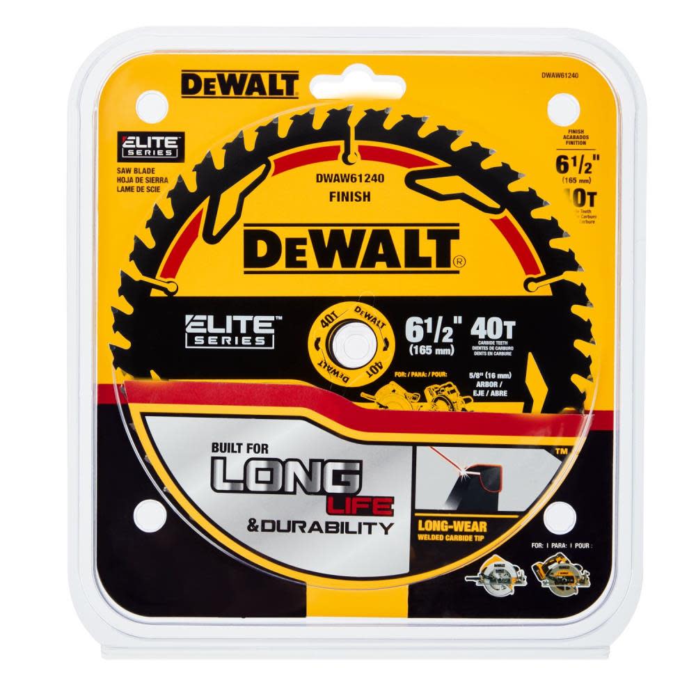 DEWALT Elite Series Blister Circular Saw Blade 6 1/2″ 40T - Ascmtools