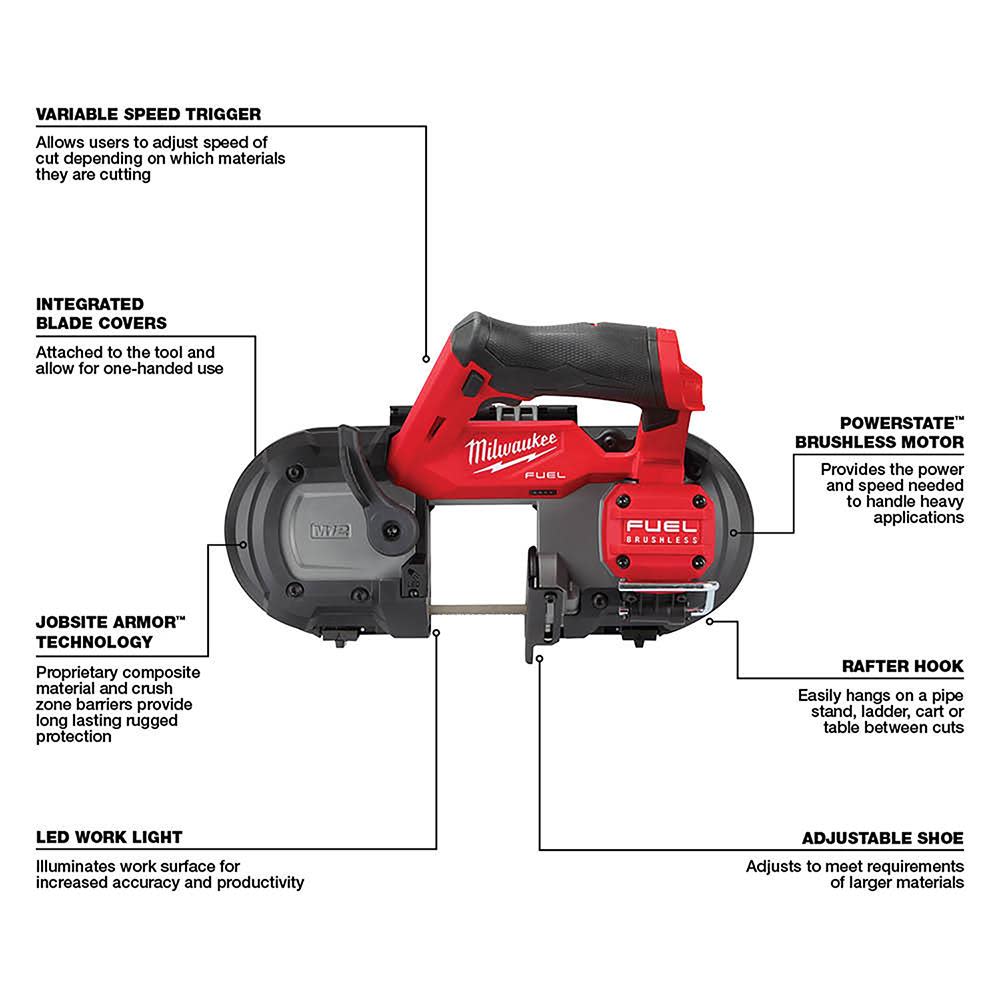 Milwaukee M12 FUEL Compact Band Saw Bare Tool - Ascmtools