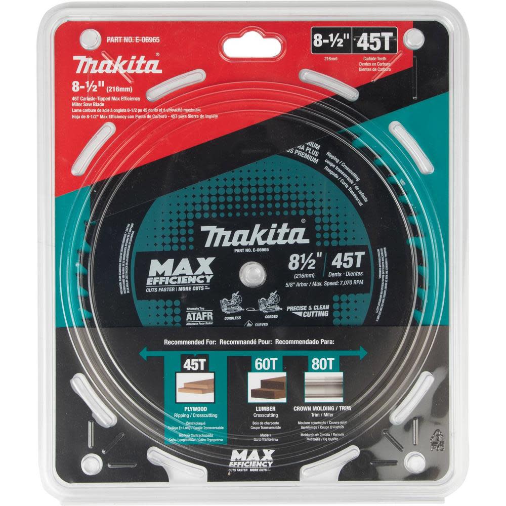 Makita Max Efficiency Miter Saw Blade 8 1/2″ 45 Tooth Thin Kerf - Ascmtools