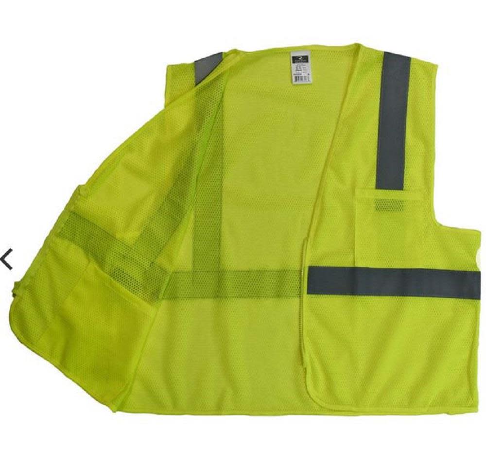Radians Mesh Economy Type R Class 2 Safety Vest with Zipper – Hi Viz Green – L - Ascmtools