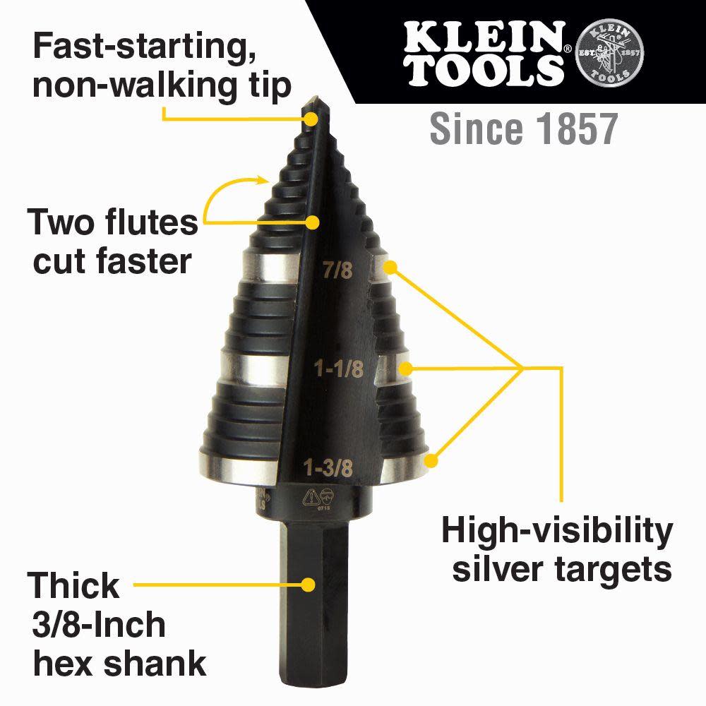 Klein Tools Step Drill Bit #1 Double-Fluted - Ascmtools