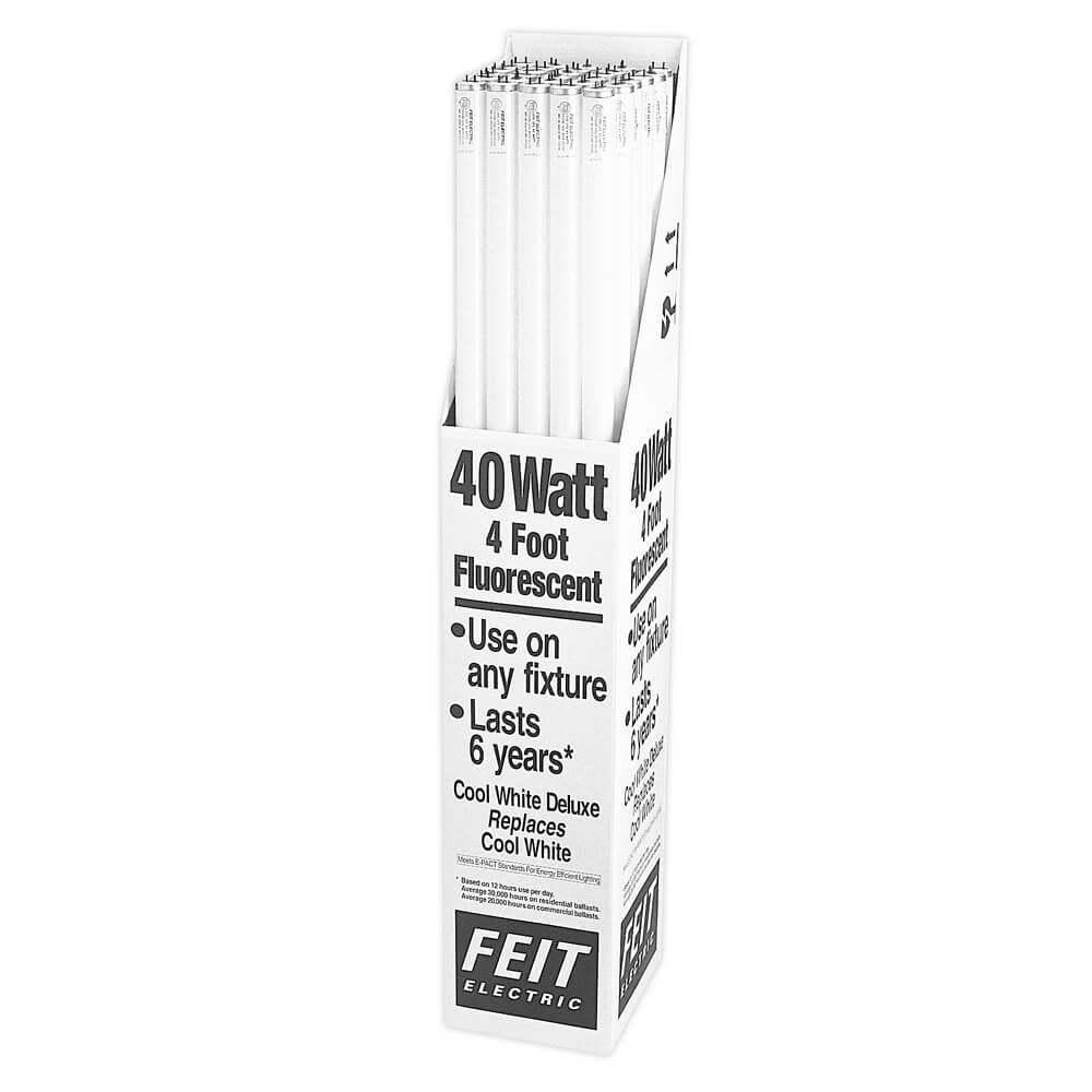 Feit Electric 40W 89 CRI T12 Linear Fluorescent Bulb 10pk - Ascmtools