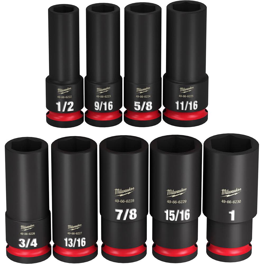 Milwaukee Impact Socket 1/2″ Drive SAE 6 Point 9pc - Ascmtools