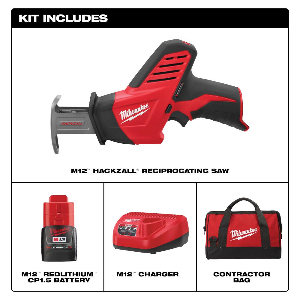Milwaukee M12 HACKZALL Reciprocating Saw One Battery Kit - Ascmtools