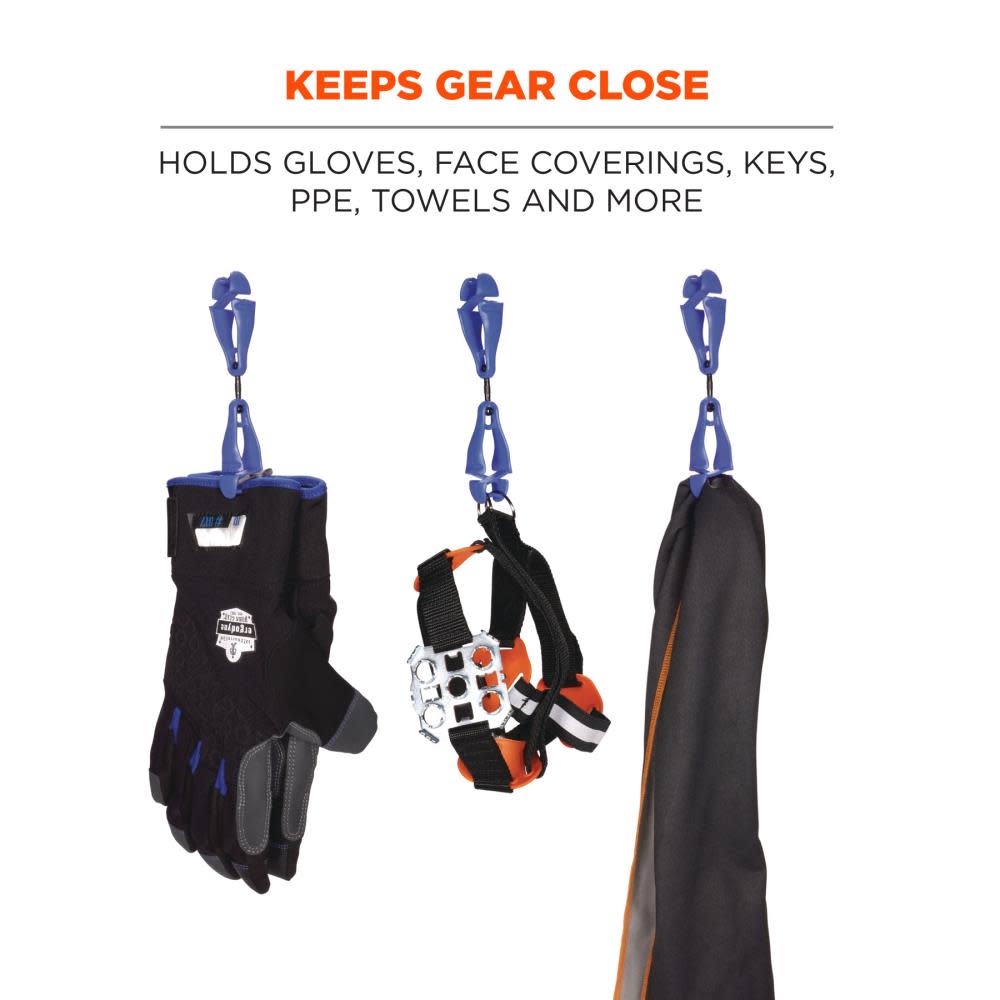 Ergodyne Squids 3420-BULK Swivel Glove Clip Holder Dual Clips Blue 100pk - Ascmtools