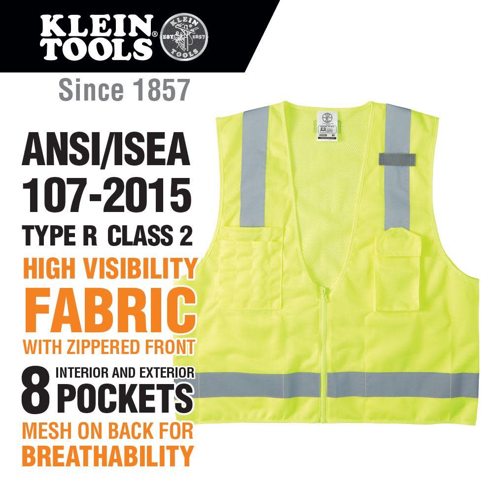 Klein Tools High-Visibility Safety Vest – M/L - Ascmtools