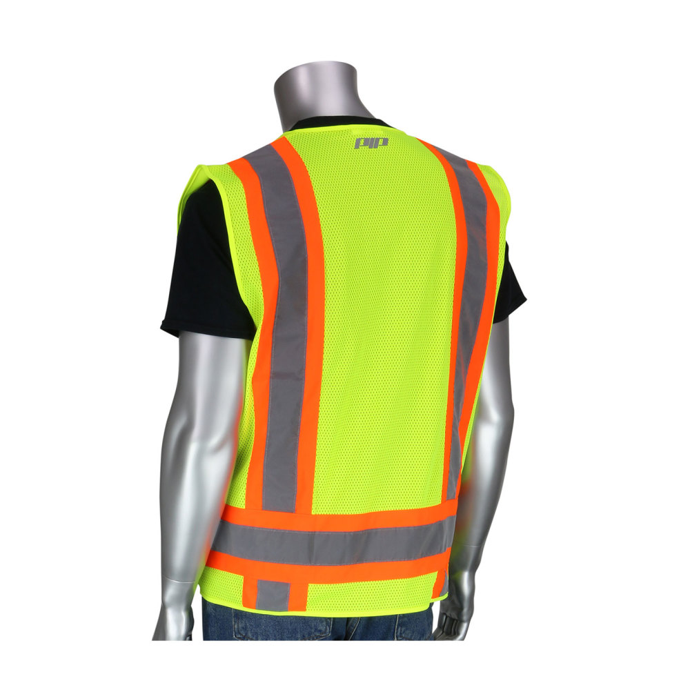 Protective Industrial Products ANSI R2 Two Tone Surveyors Vest Hi Vis Yellow Large - Ascmtools