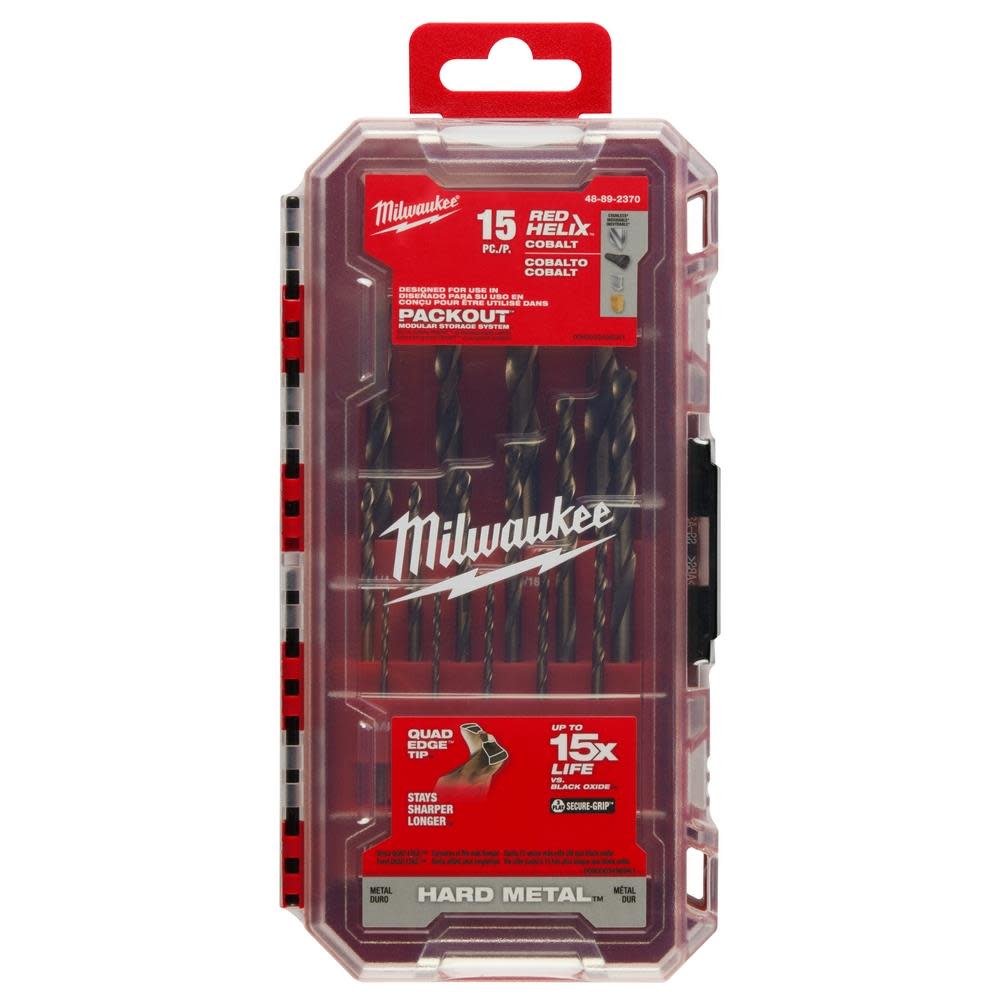 Milwaukee RED HELIX Cobalt Drill Bit Set 15pc - Ascmtools