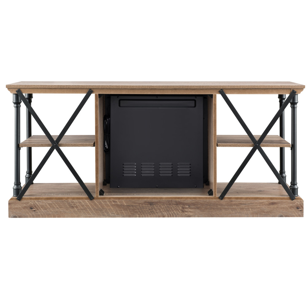 Hearthpro Industrial Open Abrasive Grain Coat Architecture Media Electric Fireplace - Ascmtools