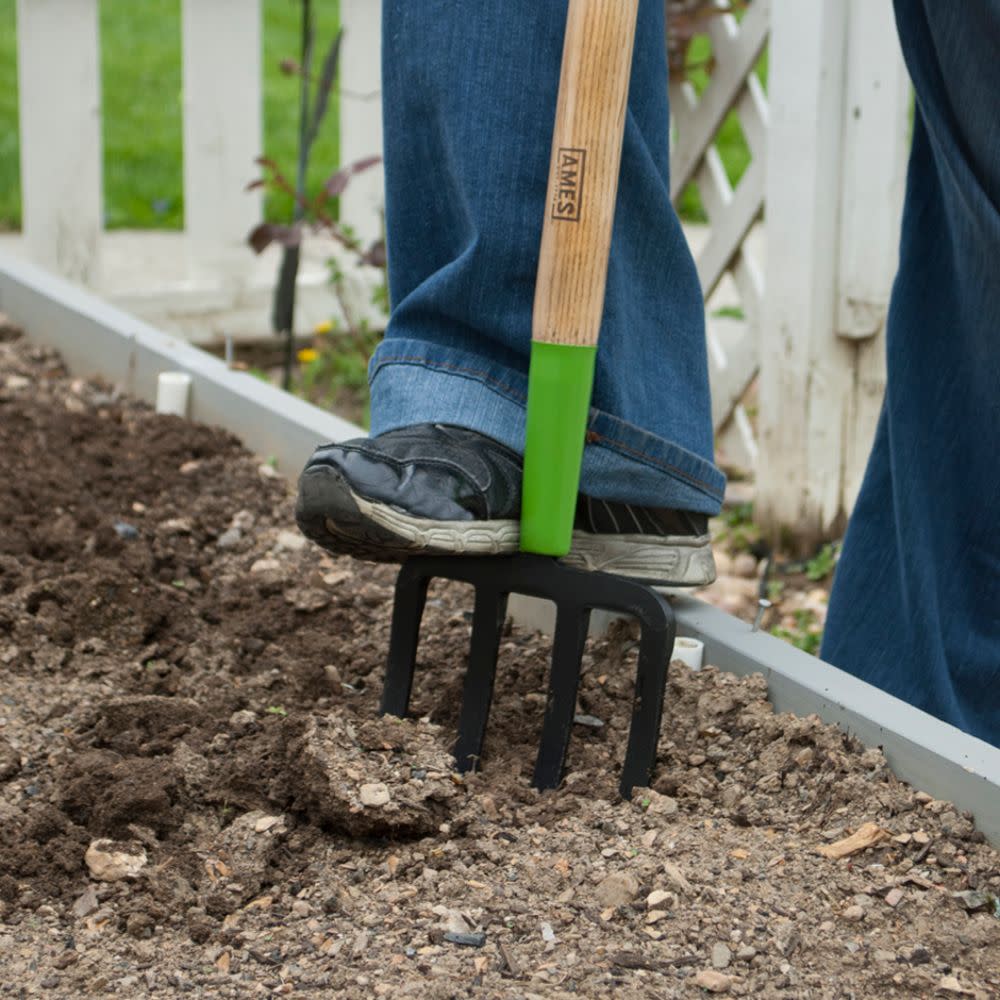 Ames 4-Tine Forged Spading Fork with Wood Handle - Ascmtools