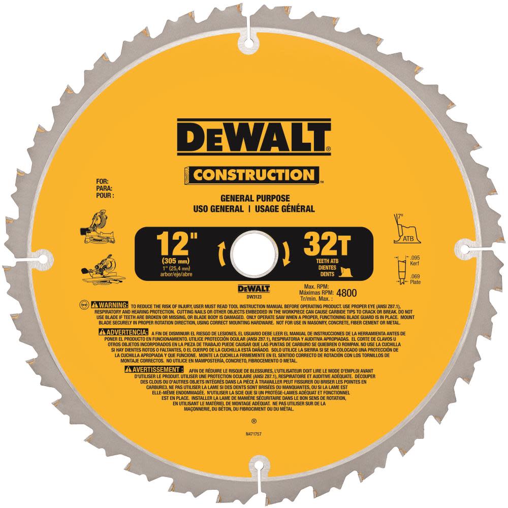 DEWALT 12-in 80T and 12-in 32T Saw Blade - Ascmtools