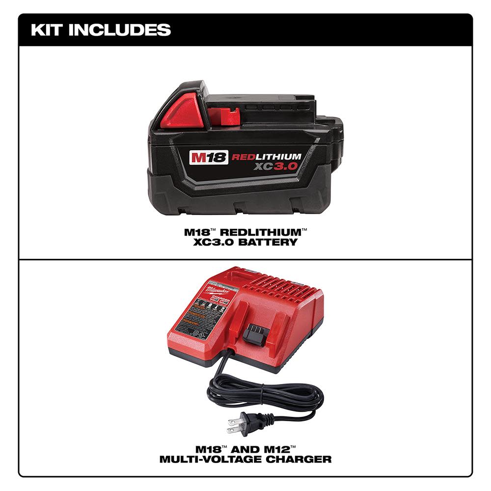 Milwaukee M18 REDLITHIUM 3.0 Ah Battery and Charger Starter Kit - Ascmtools