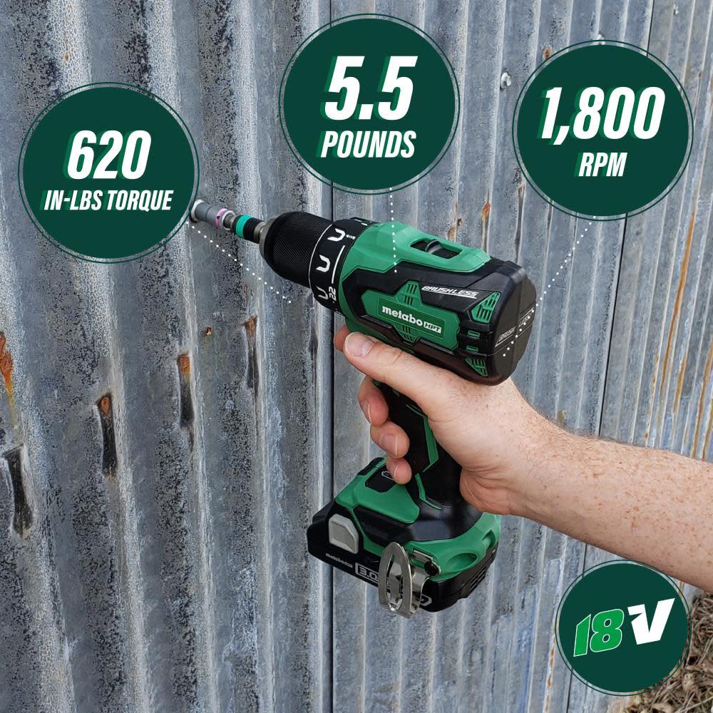 Metabo HPT 18V Brushless Li-Ion Driver Drill: 620 in-Lbs Bare Tool - Ascmtools
