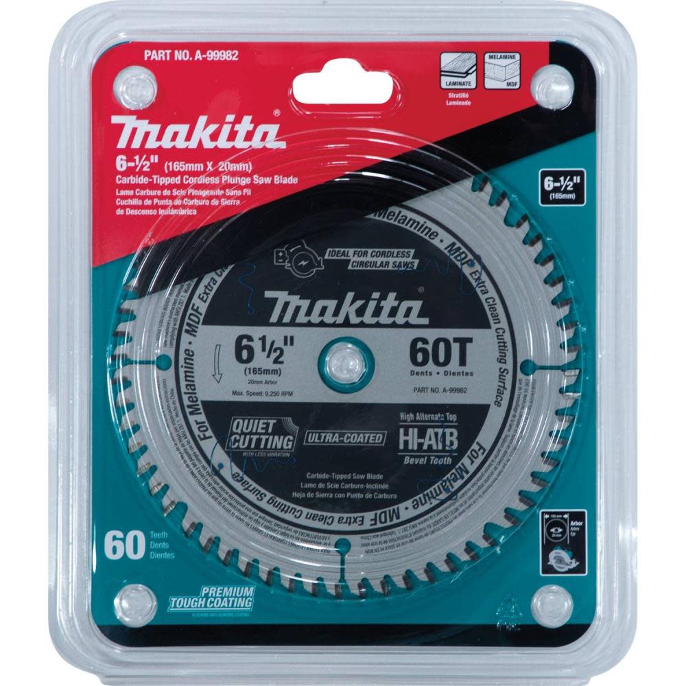Makita 6-1/2″ 60T (ATB) Carbide-Tipped Cordless Plunge Saw Blade - Ascmtools