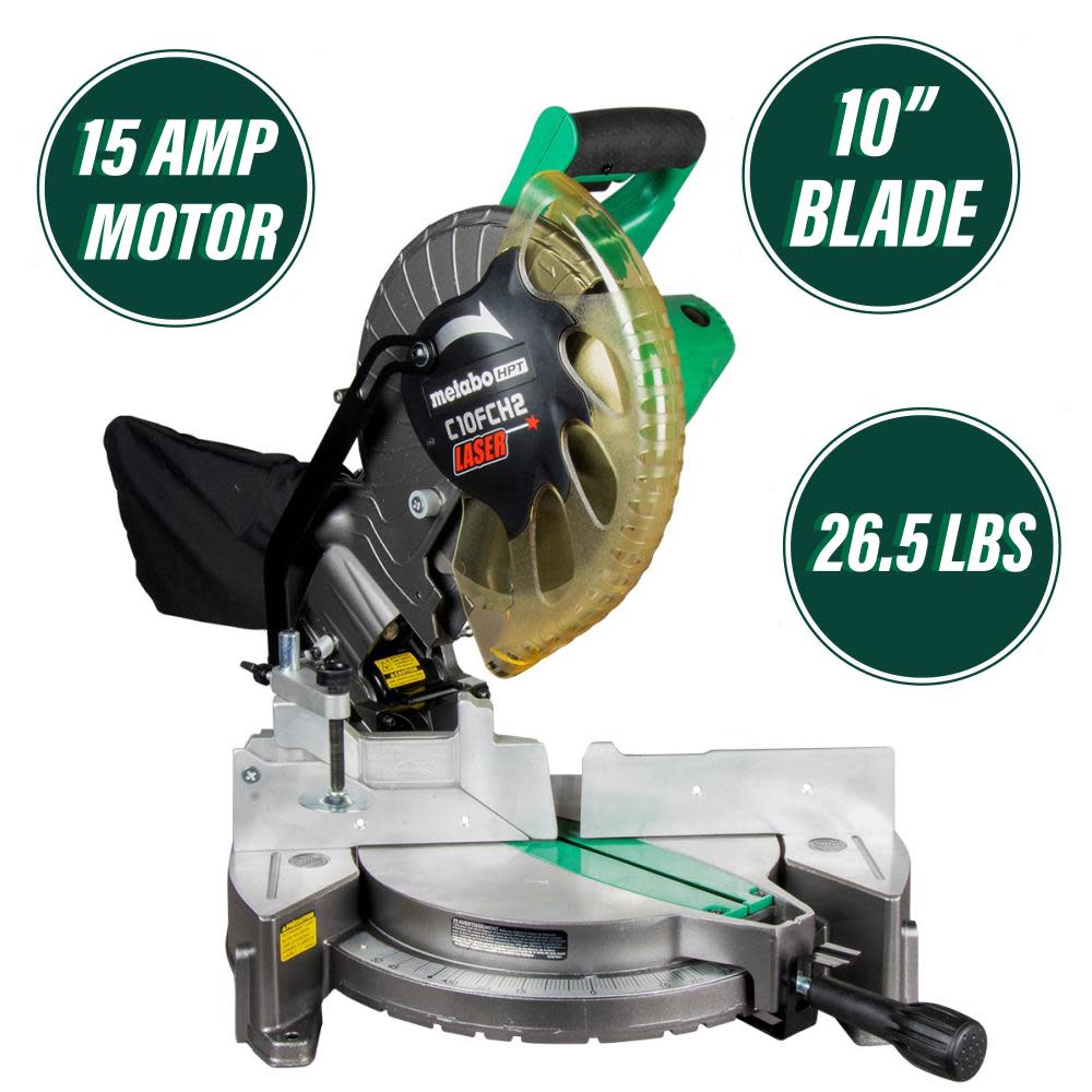 Metabo HPT Compound Miter Saw 10″ with Laser Marker C10FCH2SM - Ascmtools