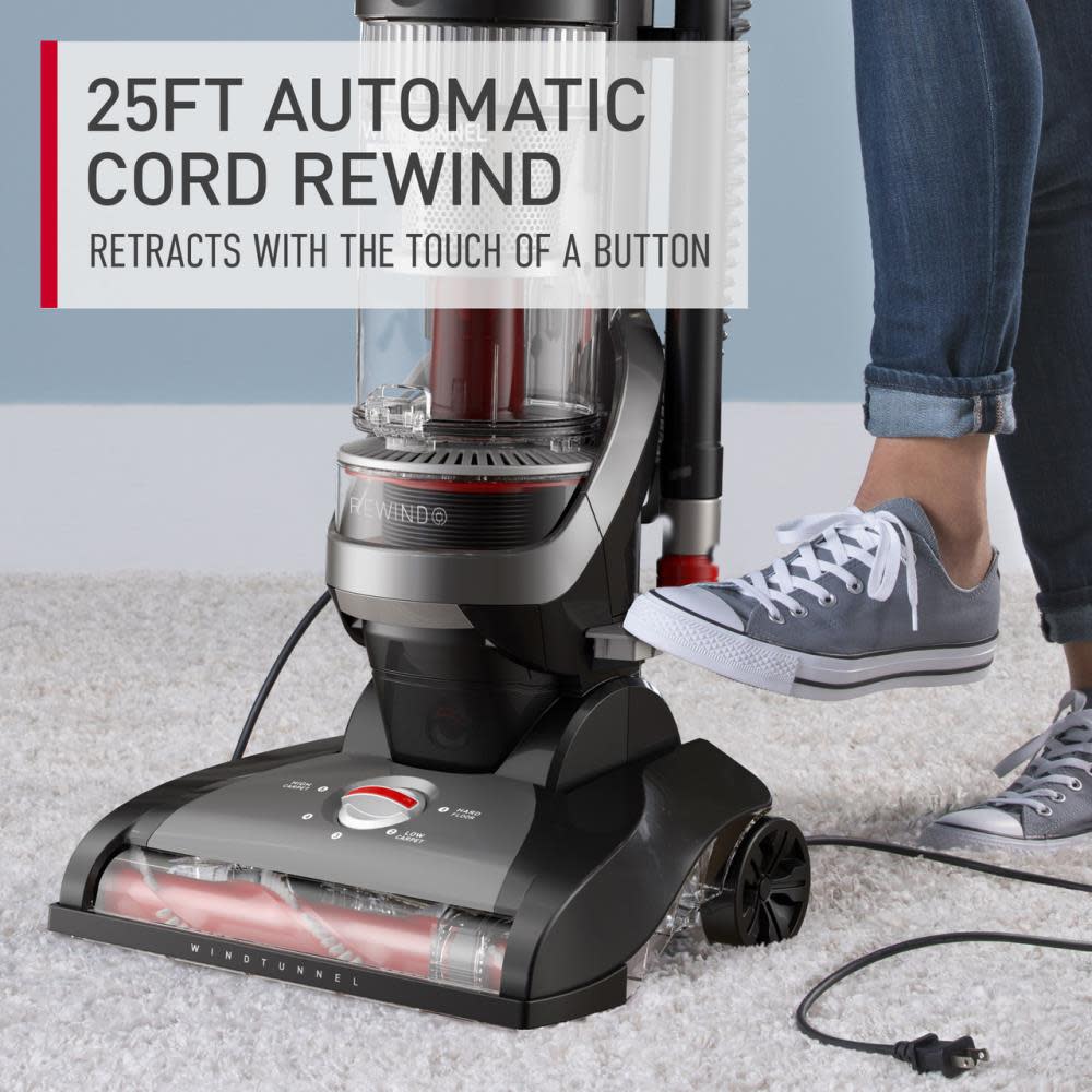 Hoover Residential Vacuum WindTunnel Cord Rewind Pro Upright Vacuum Cleaner - Ascmtools