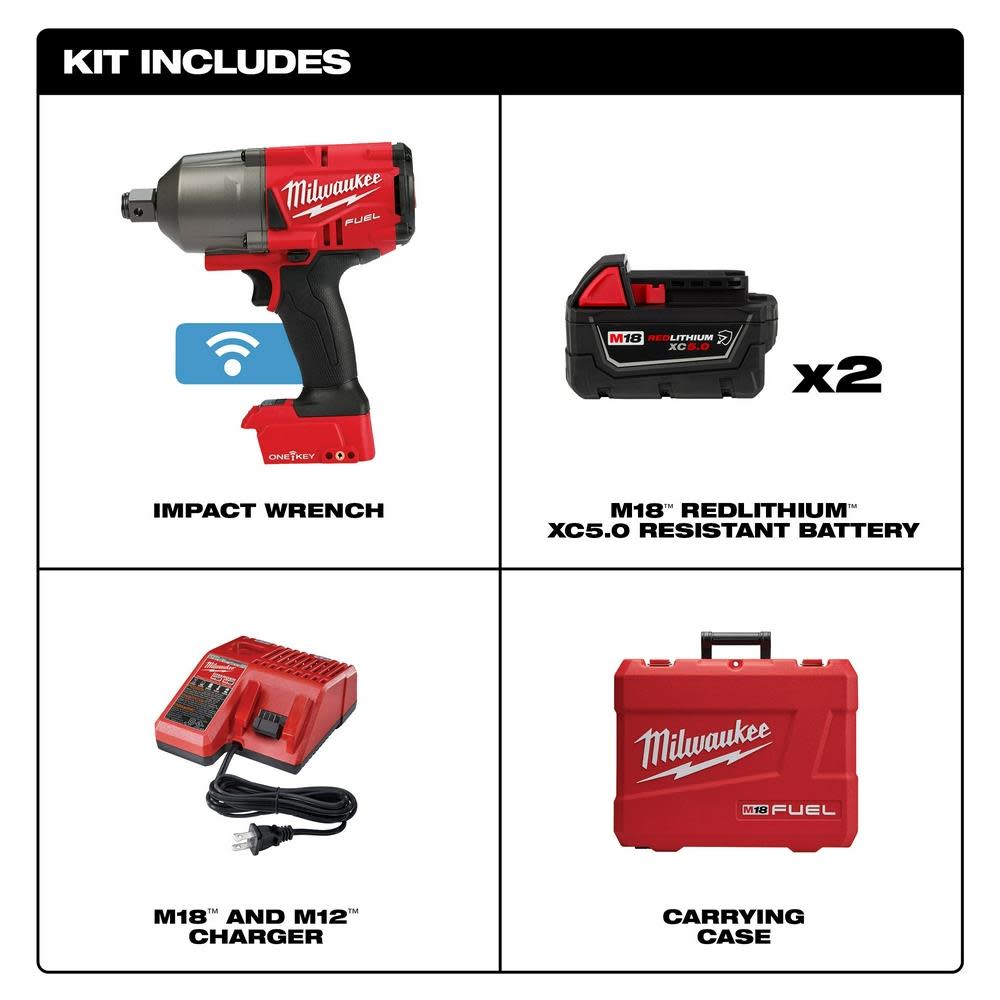 Milwaukee M18 FUEL with ONE-KEY High Torque Impact Wrench 3/4″ Friction Ring Kit - Ascmtools