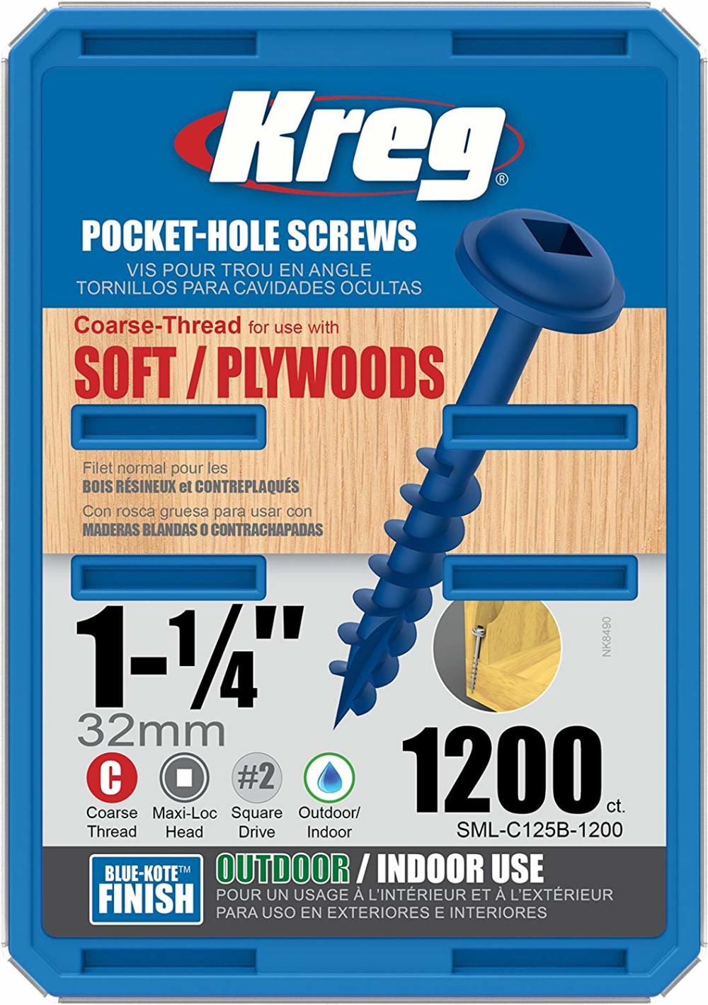 Kreg 1-1/4″ #8 CRS WH Blue-Kote Pocket Screw – 1200ct - Ascmtools