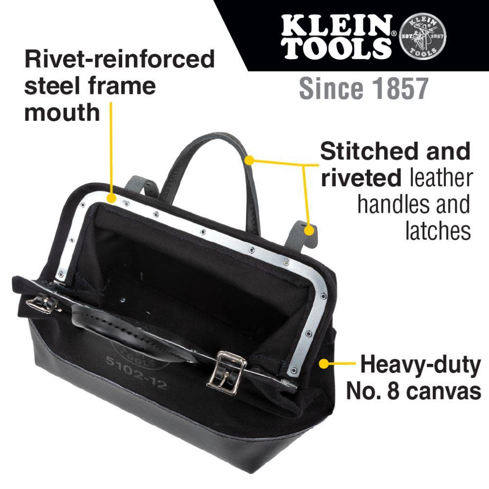 Klein Tools 12″ Canvas Tool Bag Black - Ascmtools
