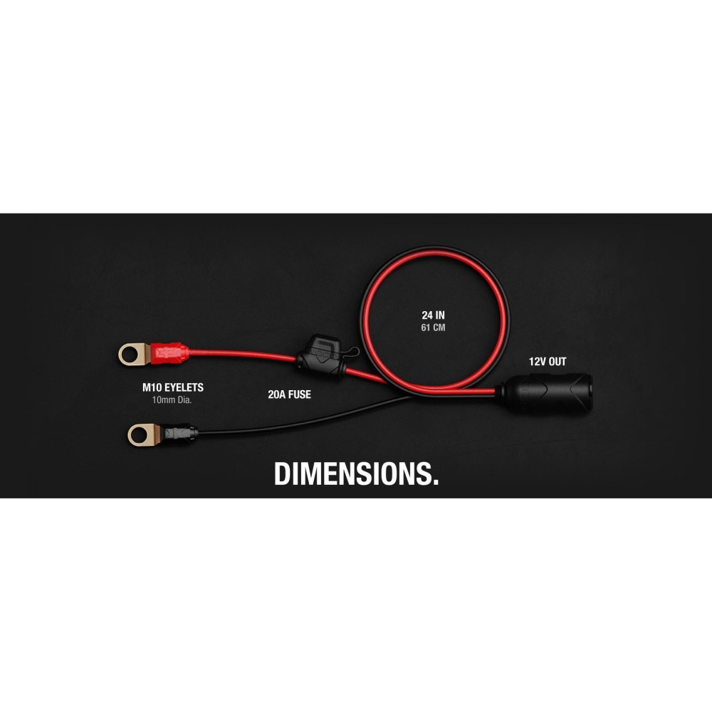 Noco 12V 15A Adapter Plug with 3/8″ Eyelet Terminals - Ascmtools