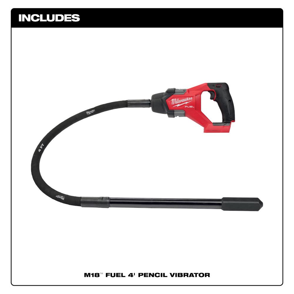 Milwaukee M18 FUEL 4′ Concrete Pencil Vibrator Bare Tool - Ascmtools