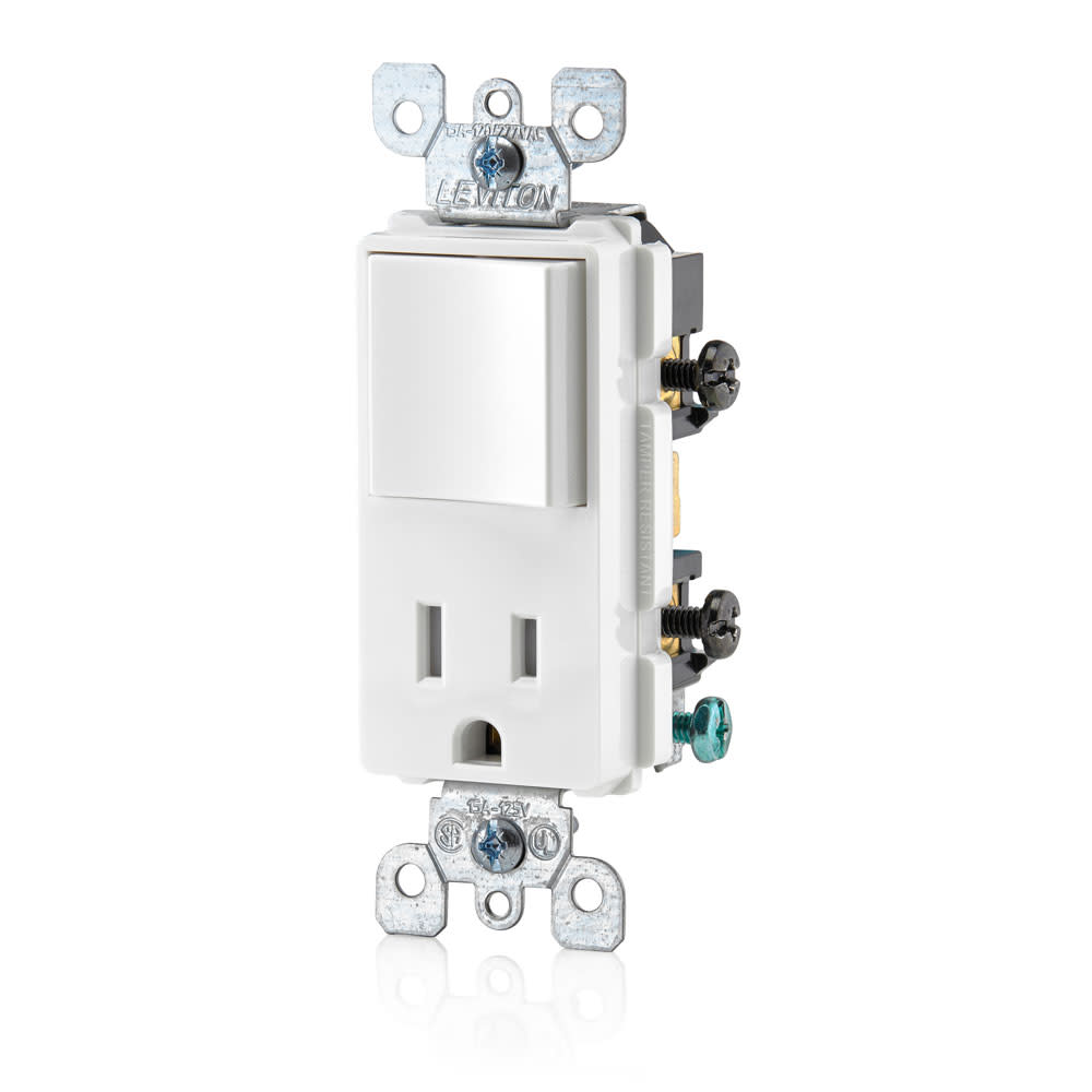 Leviton Combination Decora Switch & Receptacle/Outlet 15A White - Ascmtools