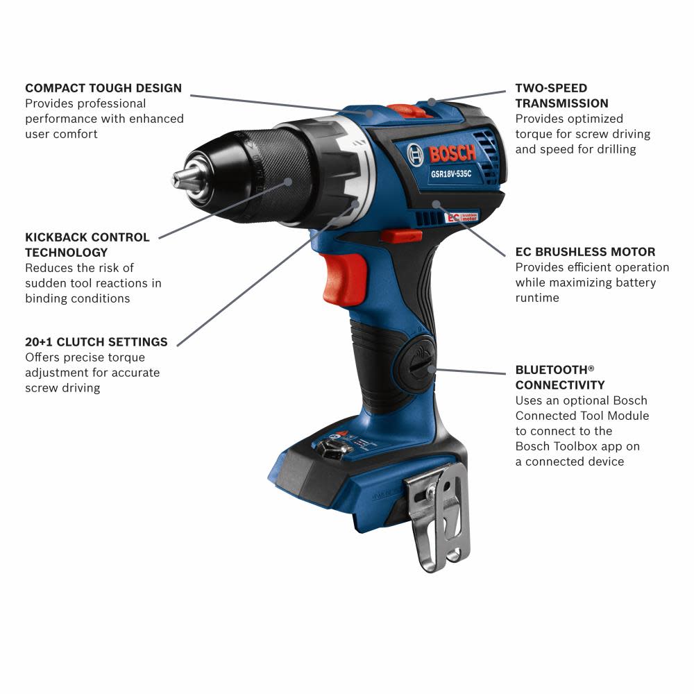 Bosch 18V EC Compact Tough 1/2″ Drill/Driver Bare Tool - Ascmtools