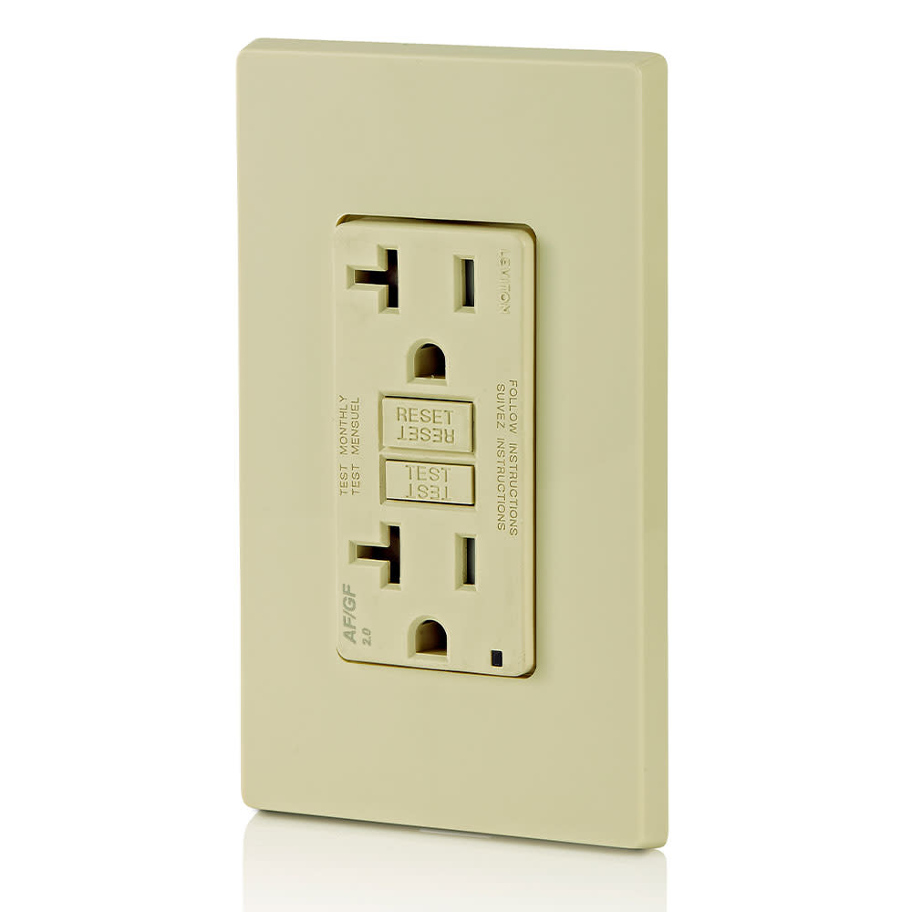Leviton SmartlockPro Outlet 20A 125V Ivory AFCI/GFCI 2 Function Outlet - Ascmtools