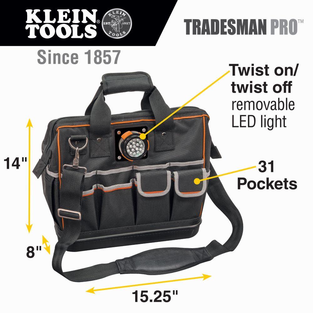 Klein Tools Tradesman Pro Lighted Tool Bag - Ascmtools