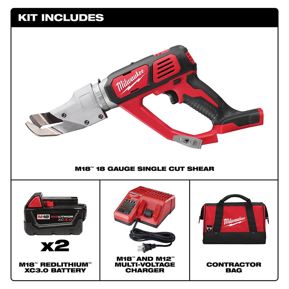 Milwaukee M18 Cordless 18 Gauge Single Cut Shear Kit - Ascmtools