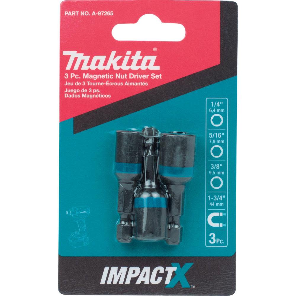 Makita Impact X 3 Pc. 1-3/4 Magnetic Nut Driver Set - Ascmtools