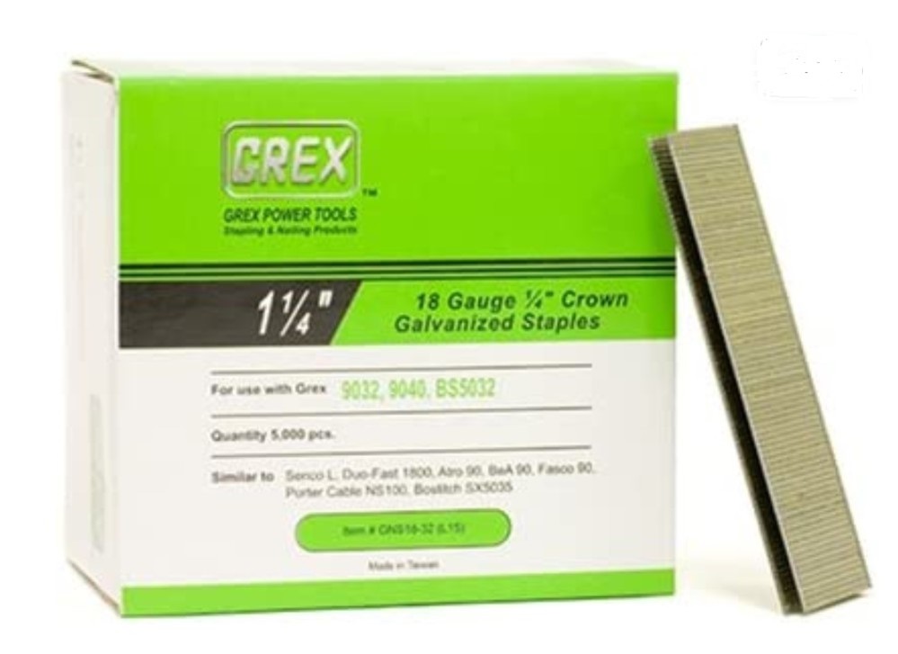 Grex Power Tools 7/8 in. 18 Ga. 3/8 In. Crown Staples, Galvanized, 5M - Ascmtools