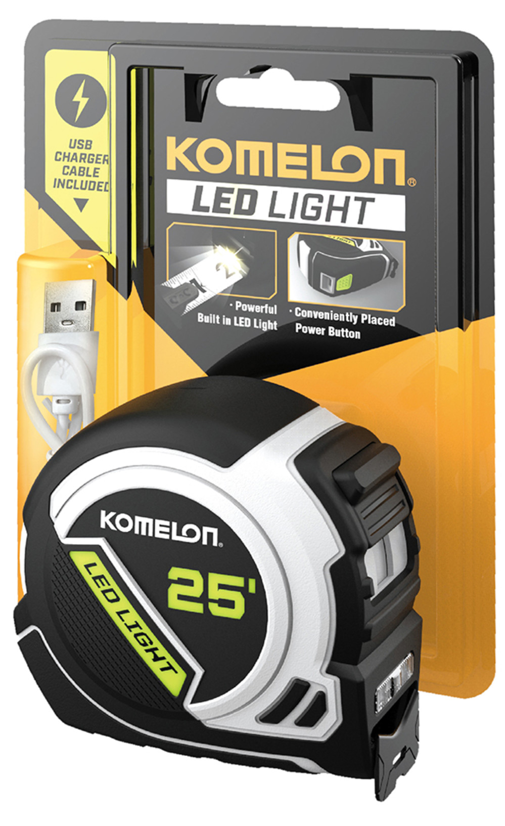 Komelon 25′ x 1″ LED Lighted Tape Measure - Ascmtools